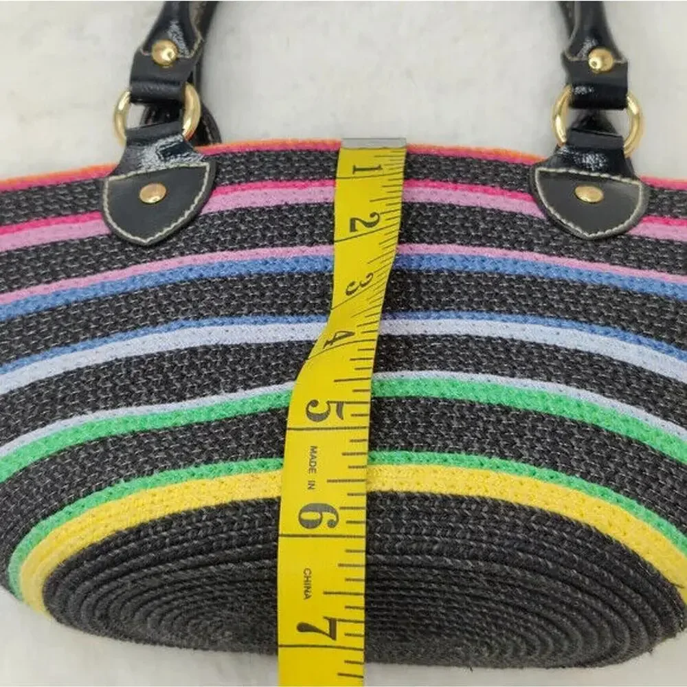 black straw Striped top handle Handbag